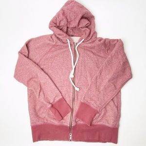 Muji Men's Zipper Hoodie Sweatshirt Cotton Burgundy or Maroon Red US M Japan XL